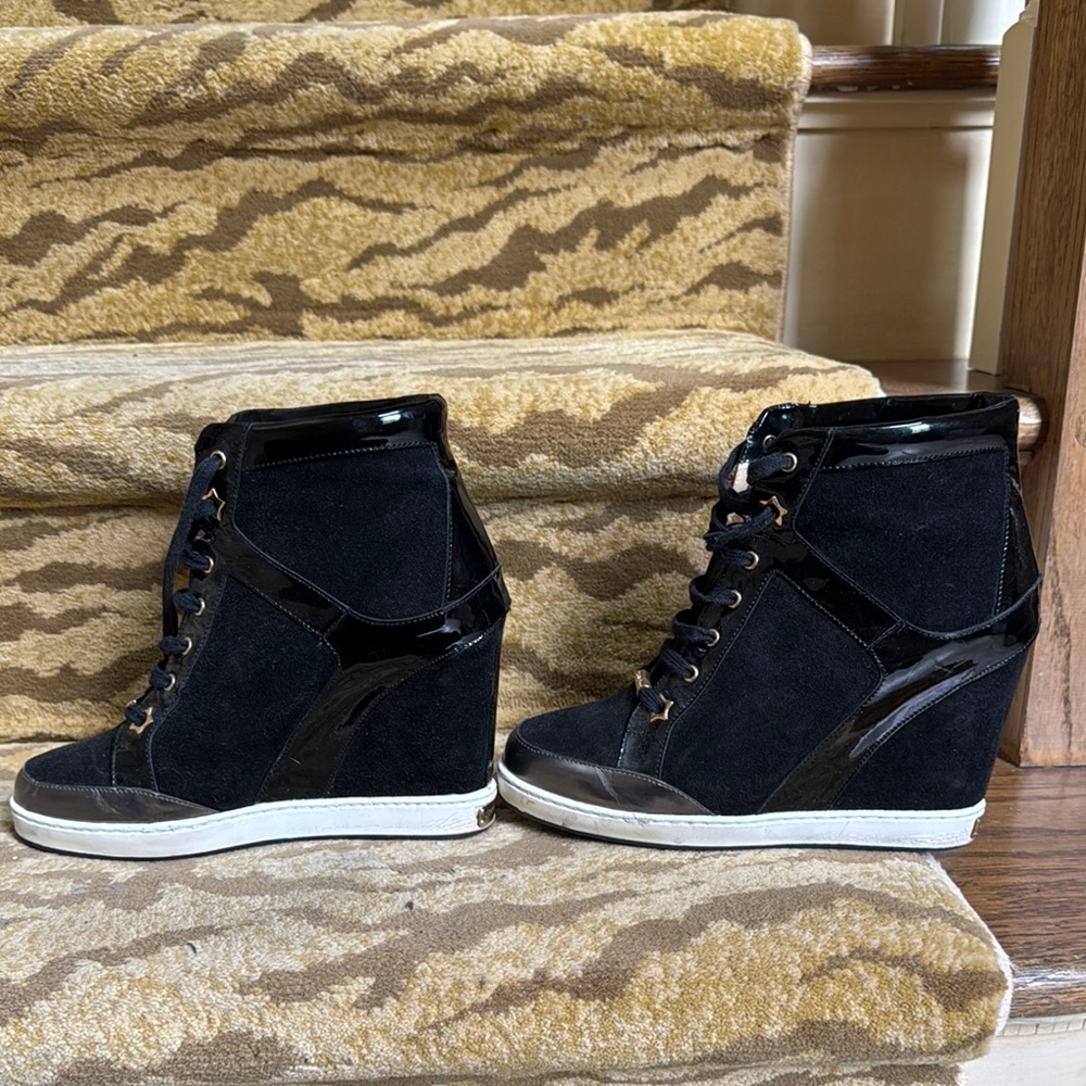 Jimmy Choo Black Wedge Shoes with Modern Design